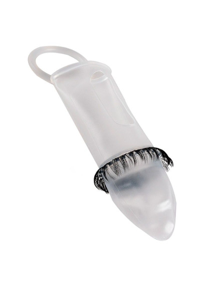 Закрытая насадка на пенис с подхватом мошонки и стимулирующими «ресничками» Закрытая насадка на пенис с подхватом мошонки и стимулирующими «ресничками»