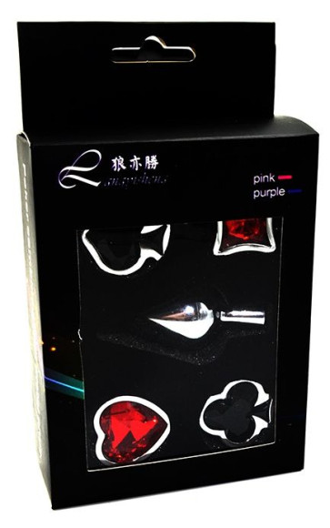 Набор из серебристой анальной пробки из нержавеющей стали и 4 кристаллов в форме мастей - 7,6 см. Набор из серебристой анальной пробки из нержавеющей стали и 4 кристаллов в форме мастей - 7,6 см.