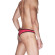 Красные мужские трусы-бразилиана с черной рюшевой отделкой Красные мужские трусы-бразилиана с черной рюшевой отделкой