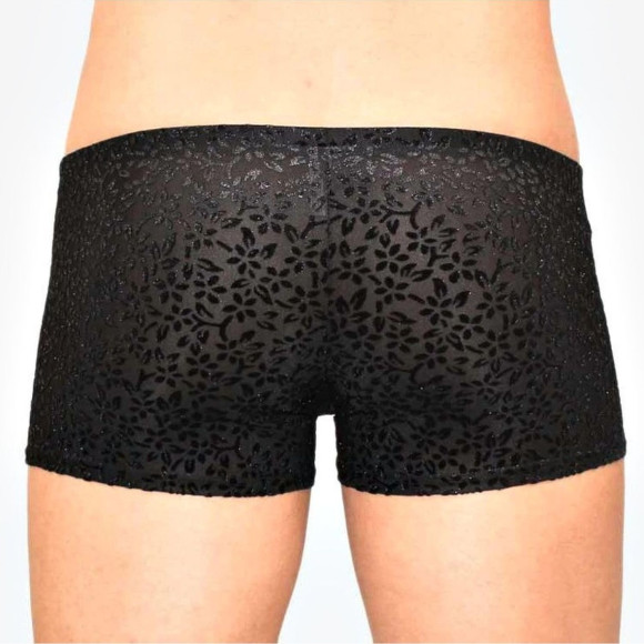 Мужские полупрозрачные трусы-боксеры с флокированным цветочным рисунком Мужские полупрозрачные трусы-боксеры с флокированным цветочным рисунком