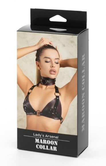 Бордовый широкий ошейник с кольцом Maroon Collar Бордовый широкий ошейник с кольцом Maroon Collar
