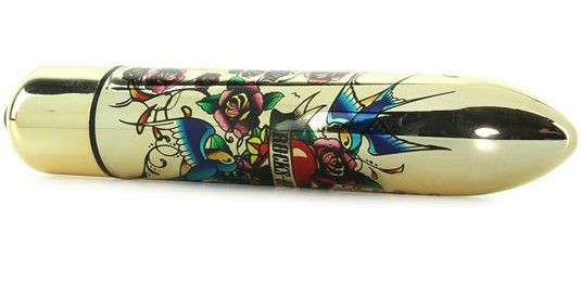 Золотистый вибратор If You Love Me - 16 см.