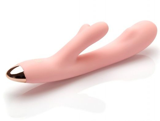 Розовый перезаряжаемый вибратор Terzo - 22 см.