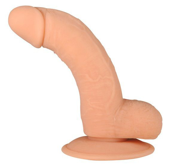 Телесный фаллоимитатор на присоске - 14 см.