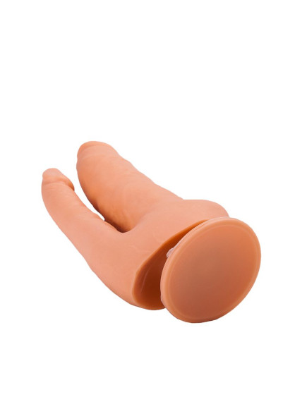 Двойной фаллоимитатор на присоске из геля - 16,5 см. Двойной фаллоимитатор на присоске из геля - 16,5 см.