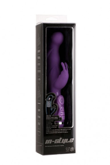 Фиолетовый вибратор с клиторальным стимулятором NSTYLE DUO VIBRATOR 5.5INCH - 14 см.