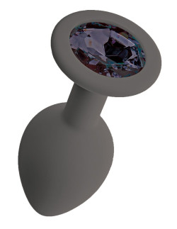 Серая анальная пробка с черным кристаллом Gamma-S - 7,2 см. Серая анальная пробка с черным кристаллом Gamma-S - 7,2 см.