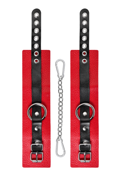 Красно-черные мягкие оковы с одним ремешком и люверсами Красно-черные мягкие оковы с одним ремешком и люверсами