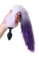 Черная анальная втулка с фиолетово-белым хвостом - размер S Черная анальная втулка с фиолетово-белым хвостом - размер S