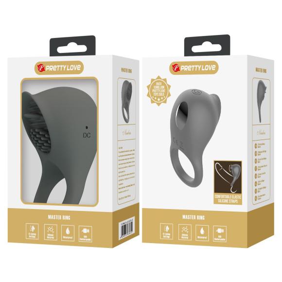 Серое эрекционное виброкольцо со стимуляцией клитора Серое эрекционное виброкольцо со стимуляцией клитора