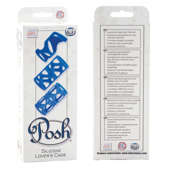 Набор насадок на пенис голубого цвета Posh Silicone Lovers Cages