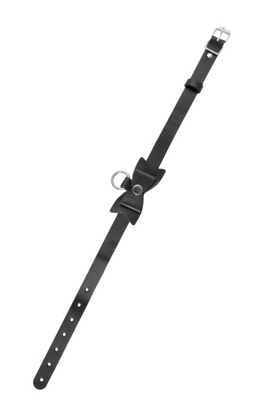 Черный чокер-ошейник с бабочкой и колечком Черный чокер-ошейник с бабочкой и колечком