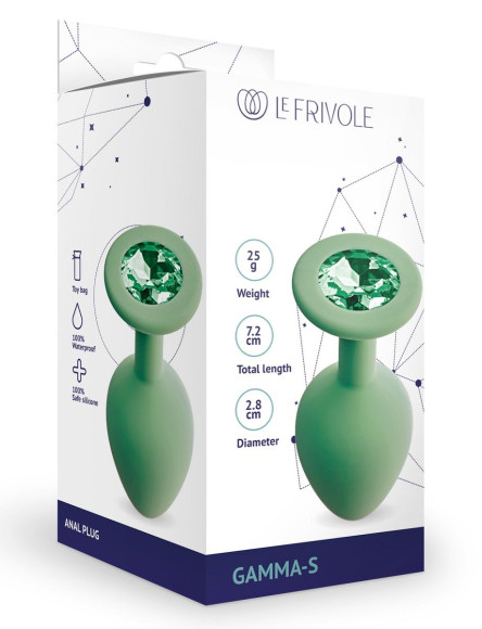 Салатовая анальная пробка с кристаллом Gamma-S - 7,2 см. Салатовая анальная пробка с кристаллом Gamma-S - 7,2 см.