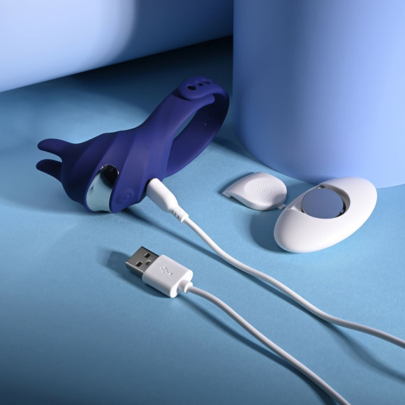 Синее эрекционное виброкольцо с клиторальной подушечкой и пультом ДУ Adjustable Fun Ring Синее эрекционное виброкольцо с клиторальной подушечкой и пультом ДУ Adjustable Fun Ring