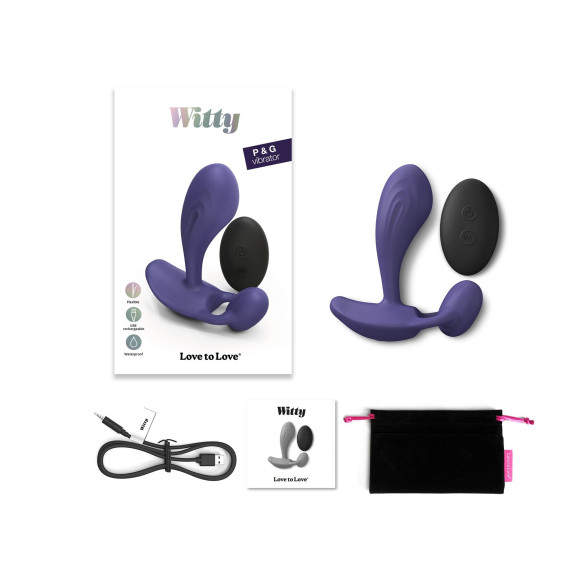 Темно-синий вибромассажер Witty P&G Vibrator with Remote Control Темно-синий вибромассажер Witty P&G Vibrator with Remote Control