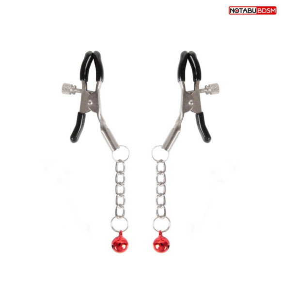 Серебристые зажимы на соски с шариками на цепочках Серебристые зажимы на соски с шариками на цепочках