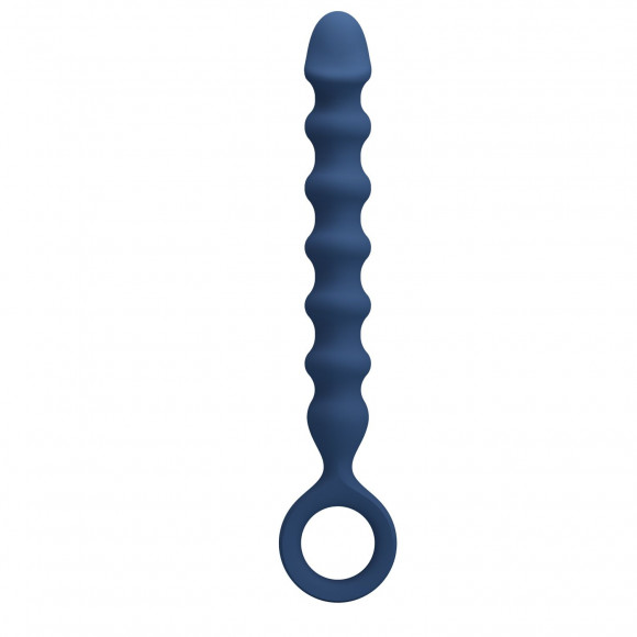 Синяя анальная цепочка - 28,5 см.