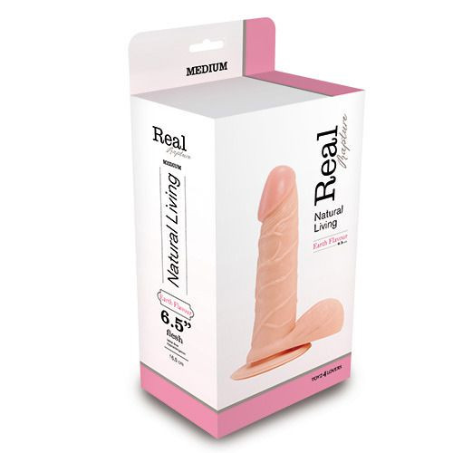 Телесный фаллоимитатор с венками REALISTIC DILDO REAL RAPTURE - 19 см.