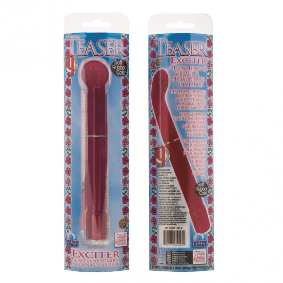 Розовый вибратор с загнутым кончиком i9 Teaser Exciters - 17 см.