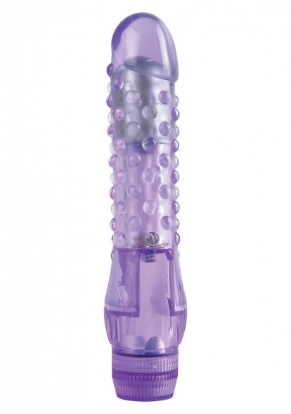 Фиолетовый вибратор с шишечками JUICY JEWELS - 16 см.