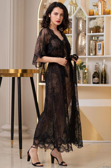 Длинный кружевной пеньюар Susanna