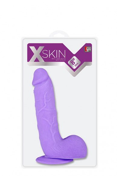 Фиолетовый фаллоимитатор на присоске XSKIN 8 TPR DONG PURPLE - 20,3 см.