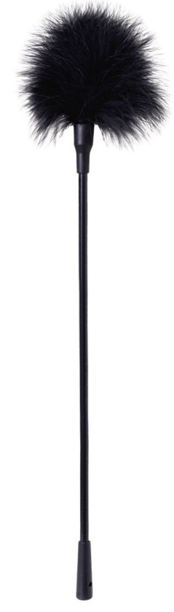 Чёрная щекоталка из пластика с пушком на кончике - 41,5 см. Чёрная щекоталка из пластика с пушком на кончике - 41,5 см.