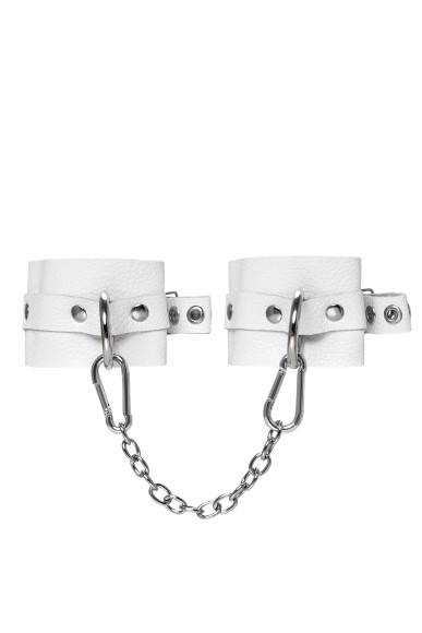 Белые мягкие кожаные оковы с люверсами Белые мягкие кожаные оковы с люверсами