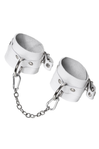 Белые мягкие кожаные оковы с люверсами Белые мягкие кожаные оковы с люверсами