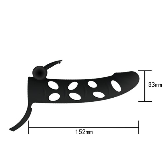 Чёрная закрытая насадка на пенис с вибрацией - 15,2 см. Чёрная закрытая насадка на пенис с вибрацией - 15,2 см.