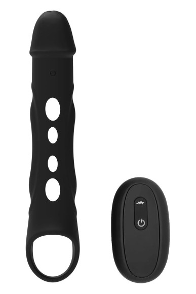 Черная насадка-удлинитель Vibrating Extender With Remote с вибрацией Черная насадка-удлинитель Vibrating Extender With Remote с вибрацией