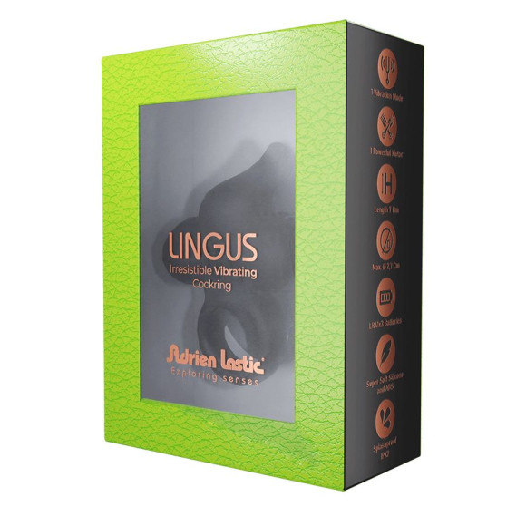 Черное эрекционное кольцо Lingus с вибрацией Черное эрекционное кольцо Lingus с вибрацией