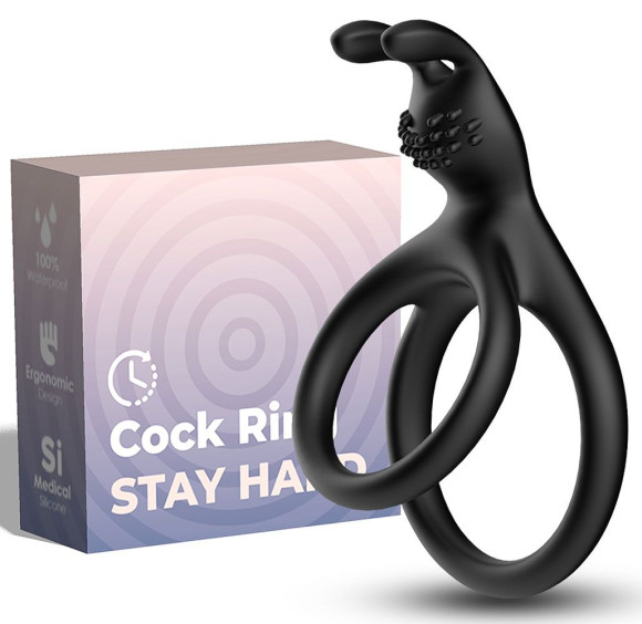 Черное эрекционное кольцо с подхватом мошонки Черное эрекционное кольцо с подхватом мошонки