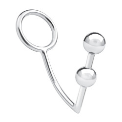 Кольцо на пенис с анальным стимулятором Two Bead Stainless Steel Anal Hook & Cock Ring