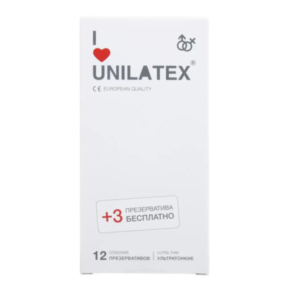 Ультратонкие презервативы Unilatex Ultra Thin - 12 шт. + 3 шт. в подарок Ультратонкие презервативы Unilatex Ultra Thin - 12 шт. + 3 шт. в подарок