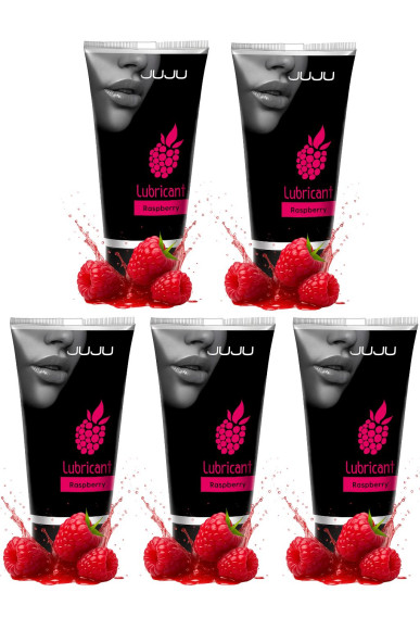 Набор из 5 съедобных лубрикантов JUJU со вкусом малины Набор из 5 съедобных лубрикантов JUJU со вкусом малины