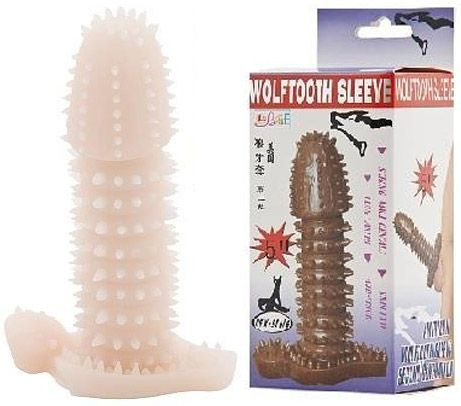 Телесная закрытая насадка на пенис с шипами - 12,5 см. Телесная закрытая насадка на пенис с шипами - 12,5 см.