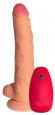 Телесный реалистичный вибратор №77 с проводным пультом - 20 см. Телесный реалистичный вибратор №77 с проводным пультом - 20 см.