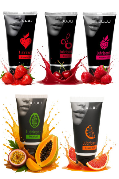 Набор из 5 съедобных лубрикантов JUJU (клубника, малина, тропические фрукты, вишня, грейпфрут) Набор из 5 съедобных лубрикантов JUJU (клубника, малина, тропические фрукты, вишня, грейпфрут)