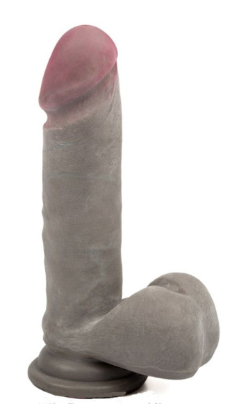 Серый реалистичный фаллоимитатор на присоске - 20 см. Серый реалистичный фаллоимитатор на присоске - 20 см.