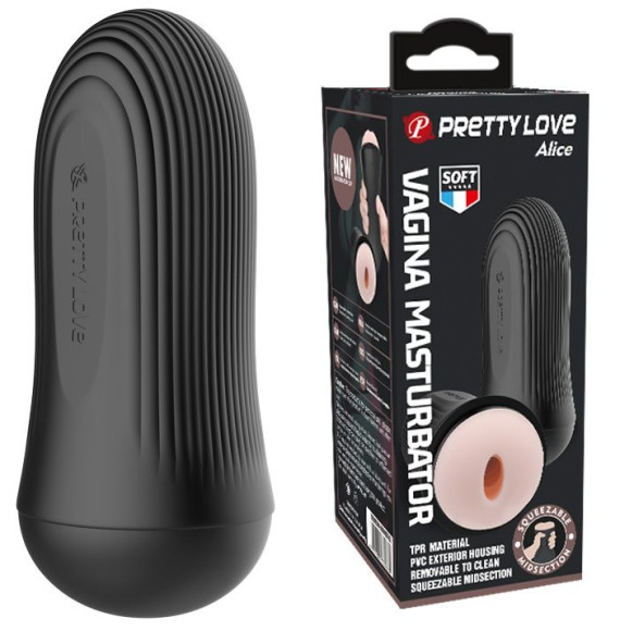Телесный мастурбатор-вагина Alice в черной колбе Телесный мастурбатор-вагина Alice в черной колбе