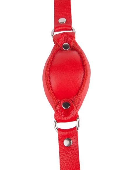 Красный кожаный кляп на регулируемых ремешках Красный кожаный кляп на регулируемых ремешках