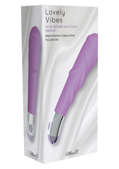 Фиолетовый ребристый вибратор Lovely Vibes Laced - 18,5 см.