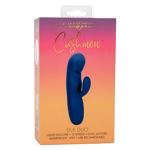 Синий вибромассажер-кролик Cashmere Silk Duo - 16,5 см. Синий вибромассажер-кролик Cashmere Silk Duo - 16,5 см.