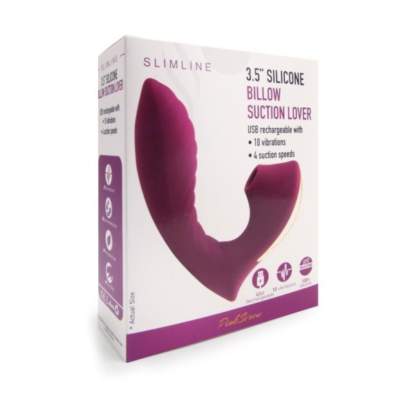 Сливовый L-образный вибромассажёр с вакуумной стимуляцией 3,5’’ Silicone Billow Suction Lover Сливовый L-образный вибромассажёр с вакуумной стимуляцией 3,5’’ Silicone Billow Suction Lover