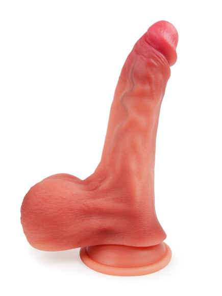 Телесный силиконовый фаллоимитатор на присоске - 23 см. Телесный силиконовый фаллоимитатор на присоске - 23 см.