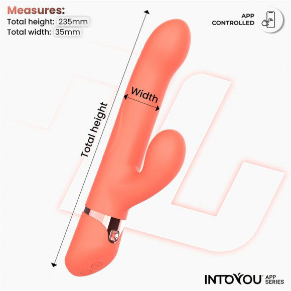 Коралловый вибратор-кролик с кольцом из бусин и имитацией фингеринга Mindy