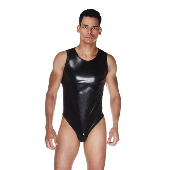 Мужское wet-look боди с прозрачной спинкой Мужское wet-look боди с прозрачной спинкой