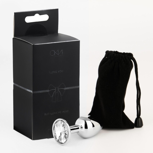 Серебристая анальная втулочка с прозрачным кристаллом - 7 см. Серебристая анальная втулочка с прозрачным кристаллом - 7 см.