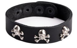 Кожаный браслет  Веселый Роджер 